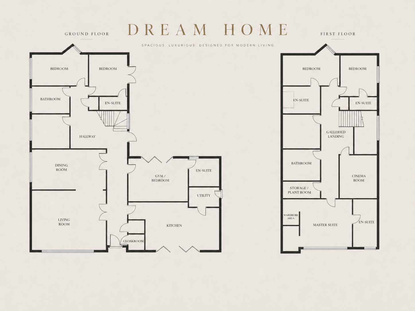 Ground floor and first floor plans of the Ponteland eco barn